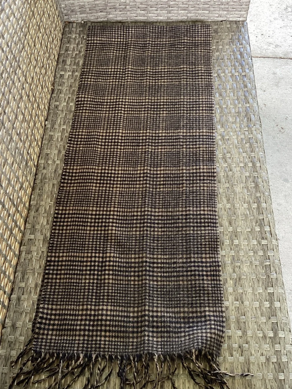 British Collection Brown Plaid Fringe Scarf 100% Cashmere Made In Scotland